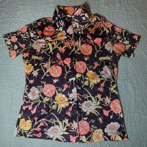 Vintage 60s Floral and Insect pattern shirt